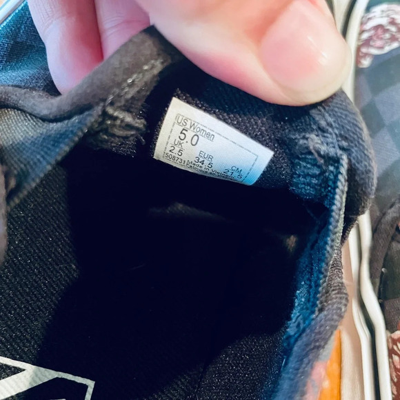 Vans Off the Wall slip-on canvas sneakers women 5 or kids 3.5 black pink floral - Picture 7 of 9